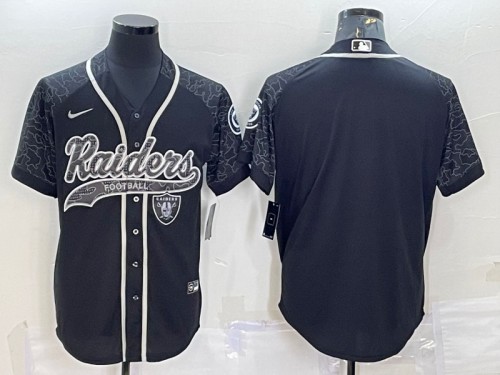 Men's Las Vegas Raiders Blank Black Reflective With Patch Cool Base Stitched Baseball Jersey